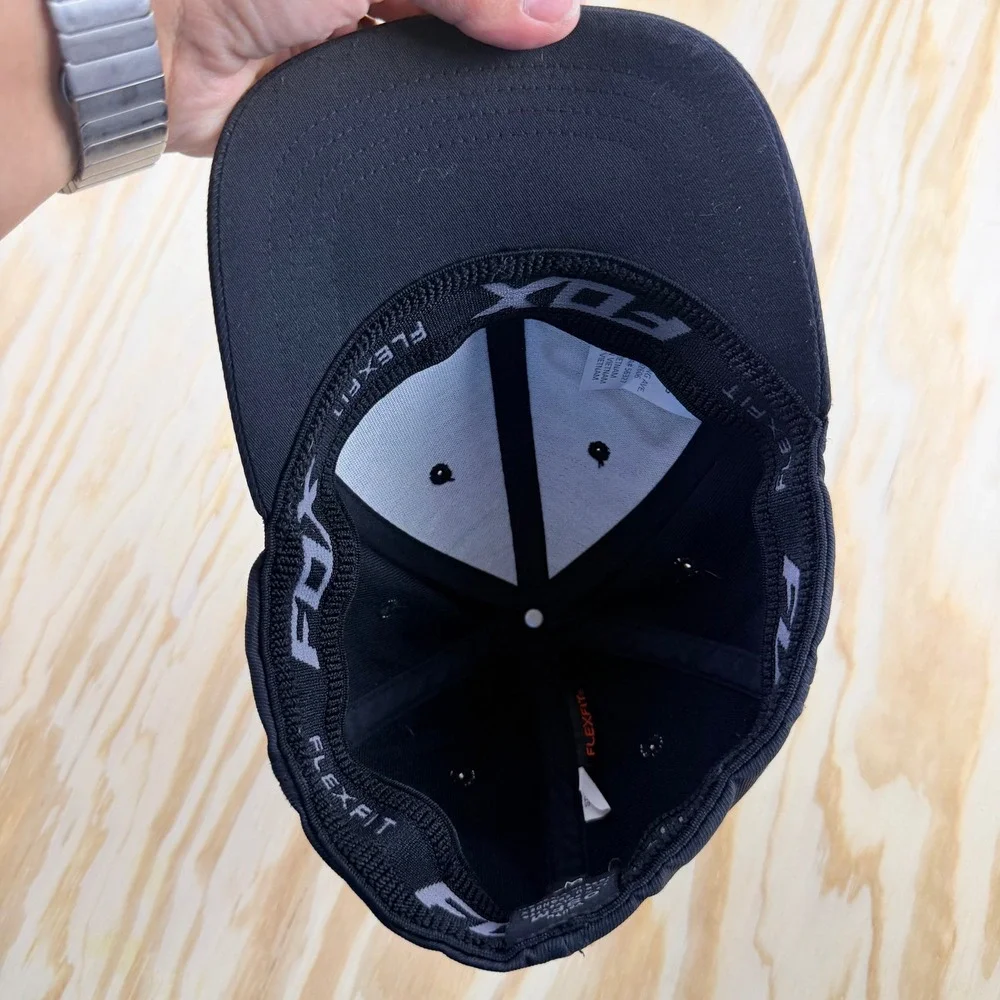 Fox Racing Youth Flexfit Hat Black Rubberized Logo Kids Baseball Cap OSFM
